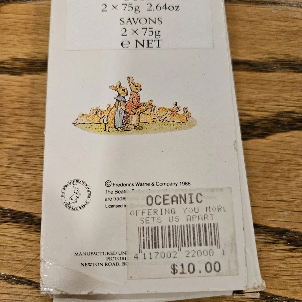 Beatrix Potter Illustrated Soap Set Collector 2 Bars Cream White